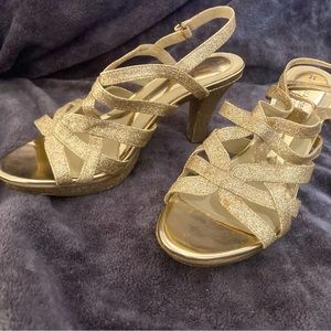 Sparkly gold Naturalizer N5 comfort 4 inch (10cm) heels.